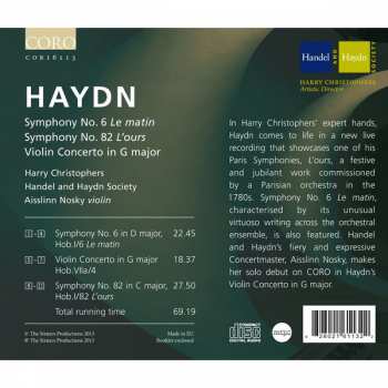 CD Joseph Haydn: Symphony No. 6 'Le Matin'; Symphony No. 82 'L'Ours'; Violin Concerto In G Major