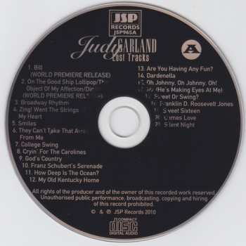 4CD/Dobozkészlet Judy Garland: Lost Tracks 1929 - 1959