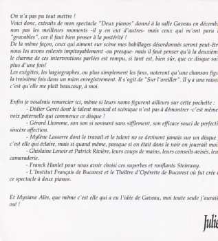 CD Juliette: Deux Pianos