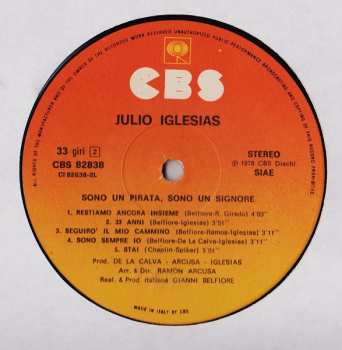 LP Julio Iglesias: Sono Un Pirata, Sono Un Signore