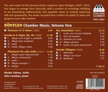 CD Julius Röntgen: Chamber Music Volume One: Music For Violin And Piano I