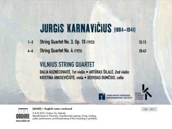 CD Jurgis Karnavičius: String Quartets Nos. 3 & 4