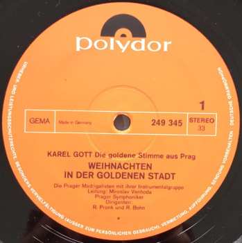 LP Karel Gott: Weihnachten In Der Goldenen Stadt