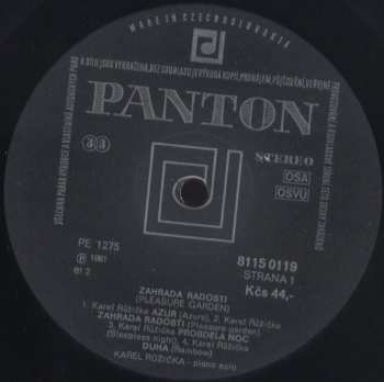 LP Karel Růžička: Zahrada Radosti (Pleasure Garden)