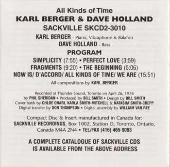 CD Dave Holland: All Kinds Of Time LTD