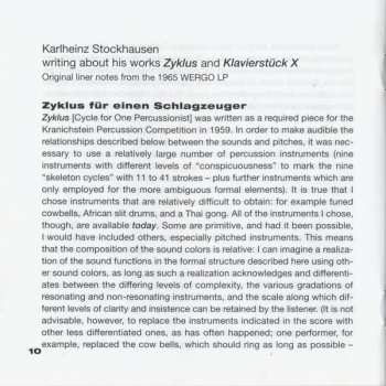 CD Karlheinz Stockhausen: Zyklus Für Einen Schlagzeuger In Zwei Fassungen / Klavierstück X