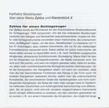 CD Karlheinz Stockhausen: Zyklus Für Einen Schlagzeuger In Zwei Fassungen / Klavierstück X