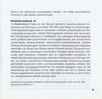 CD Karlheinz Stockhausen: Zyklus Für Einen Schlagzeuger In Zwei Fassungen / Klavierstück X