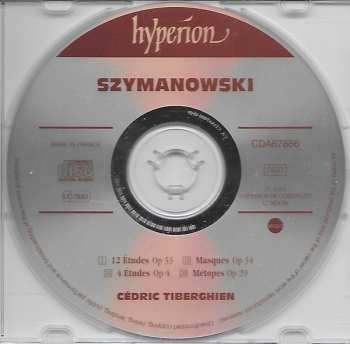 CD Karol Szymanowski: Masques, Métopes, Études Op.4, Études Op. 33