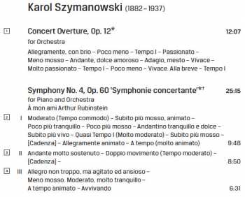 SACD Karol Szymanowski: Symphony No. 2, Symphony No. 4 'Symphonie Concertante', Concert Overture
