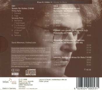 2CD Klaus K. Hübler: 5 Stücke Für Maria