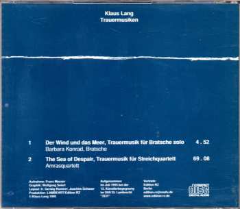 CD Klaus Lang: Trauermusiken