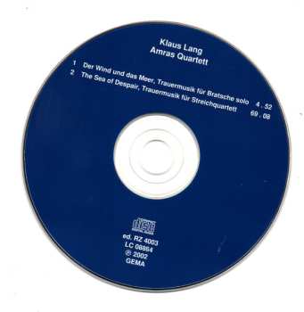 CD Klaus Lang: Trauermusiken