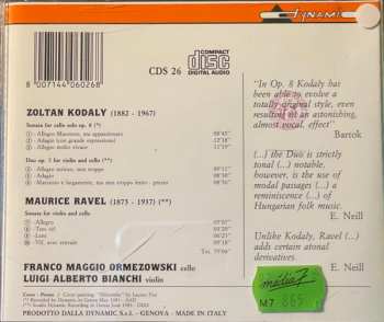 CD Maurice Ravel: Sonata For Cello Solo Op.8/ Duo For Violin And Cello Op. 7 / Sonata For Violin And Cello