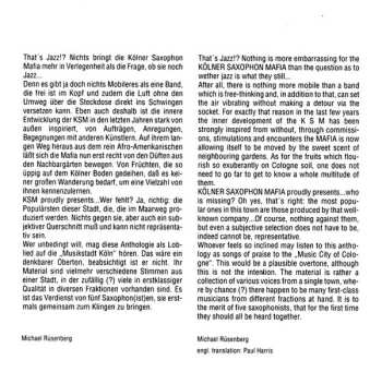 CD Kölner Saxophon Mafia: Proudly Presents