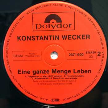 LP Konstantin Wecker: Eine Ganze Menge Leben