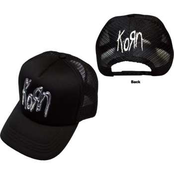 Merch Korn: Korn Unisex Mesh Back Cap: Sonic Silver Logo (black) (back Print)