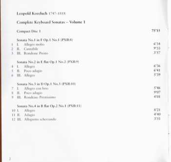 2CD Leopold Koželuh: Complete Keyboard Sonatas (Volume 1) 