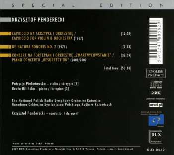 CD Krzysztof Penderecki: Capriccio, De Natura Sonoris II, Piano Concerto