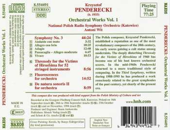 CD Krzysztof Penderecki: Orchestral Works Vol. 1 (Symphony No. 3 • Threnody)