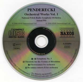 CD Krzysztof Penderecki: Orchestral Works Vol. 1 (Symphony No. 3 • Threnody)