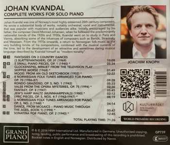 CD Johan Kvandal: Complete Works For Solo Piano