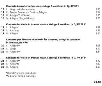 CD Antonio Vivaldi: The Four Seasons. Concertos For Bassoon And Violin la Tromba Marina.