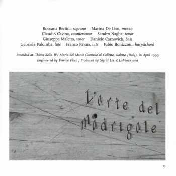 9CD/Dobozkészlet La Venexiana: L'Arte De Madrigale LTD