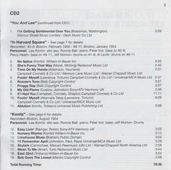 2CD Lee Konitz: Four Classic Albums: An Image / You And Lee / In Harvard Square / Konitz