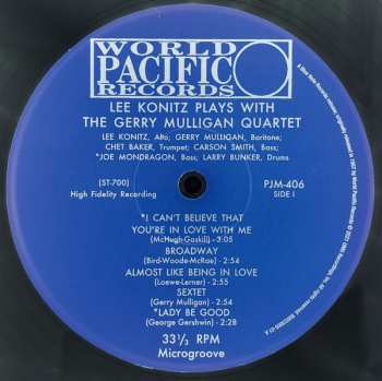 LP Gerry Mulligan Quartet: Lee Konitz Plays With The Gerry Mulligan Quartet