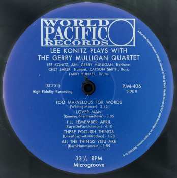 LP Gerry Mulligan Quartet: Lee Konitz Plays With The Gerry Mulligan Quartet