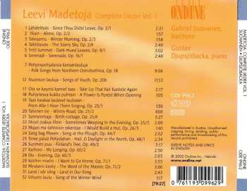 CD Leevi Madetoja: Complete Lieder Vol. 1