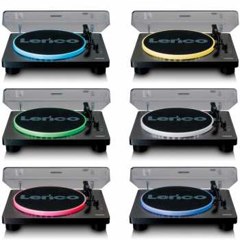 Audiotechnika Lenco LS-50LEDBK gramofon s reproduktory a LED osvětlením
