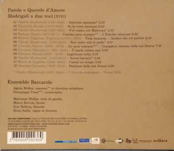 CD Agnès Mellon: Parole e Querele d'Amore Madrigali a due voci