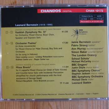 CD Leonard Bernstein: Kaddish • Chichester Psalms • Missa Brevis