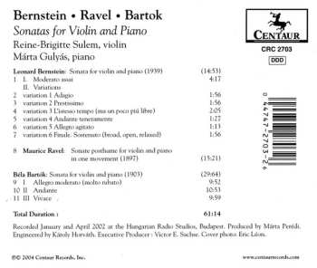 CD Leonard Bernstein: Sonatas For Violin And Piano