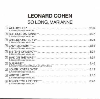 CD Leonard Cohen: So Long, Marianne