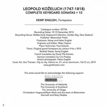 CD Leopold Koželuh: Complete Keyboard Sonatas - 10
