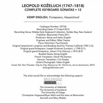 CD Leopold Koželuh: Complete Keyboard Sonatas • 12