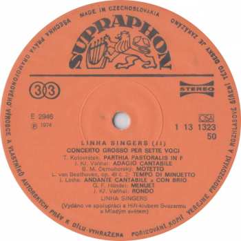 LP Linha Singers: Concerto Grosso Per Sette Voci