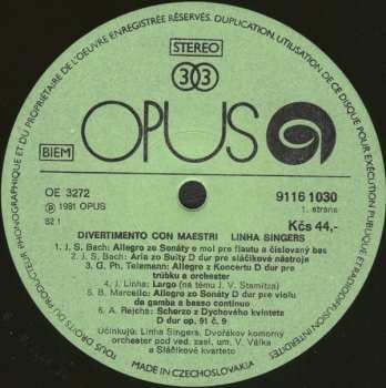 LP Linha Singers: Divertimento Con Maestri