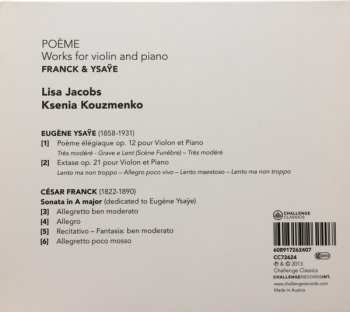 CD Ksenia Kouzmenko: Poème - Works For Violin And Piano - Franck & Ysaÿe