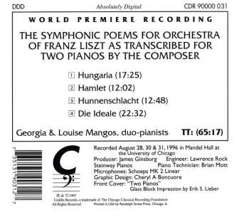 CD Franz Liszt: The Symphonic Poems For Two Pianos Volume III