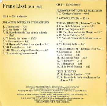 2CD Franz Liszt: Harmonies Poétiques Et Religieuses / 6 Consolations / 2 Légendes / Weihnachtsbaum