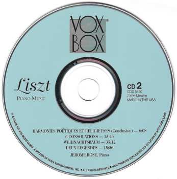 2CD Franz Liszt: Harmonies Poétiques Et Religieuses / 6 Consolations / 2 Légendes / Weihnachtsbaum