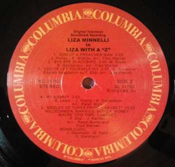 LP Liza Minnelli: Liza With A "Z" (A Concert For Television) LTD