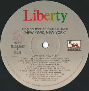 2LP Liza Minnelli: New York, New York (Original Motion Picture Score)