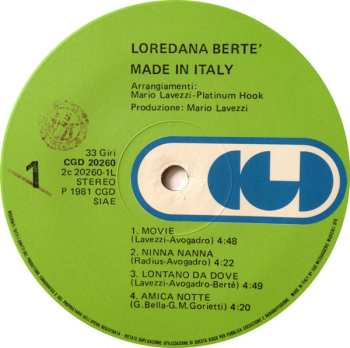 LP Loredana Bertè: Made In Italy