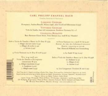CD Carl Philipp Emanuel Bach: Gamba Sonatas Et Fantasias