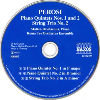 CD Lorenzo Perosi: Piano Quintets Nos. 1 And 2 • String Trio No. 2